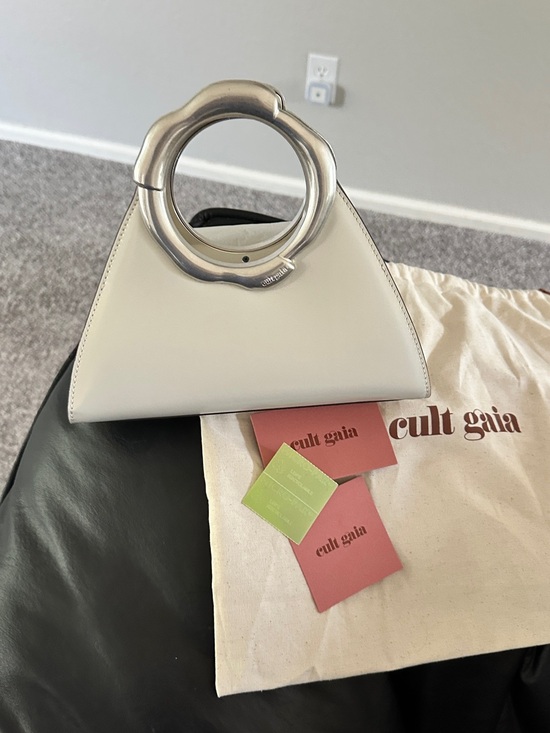 cult gaia Handbags - Cult Gaia Nadia Sculptural Ring Handle Bag | Off White | Silver | Dust Bag